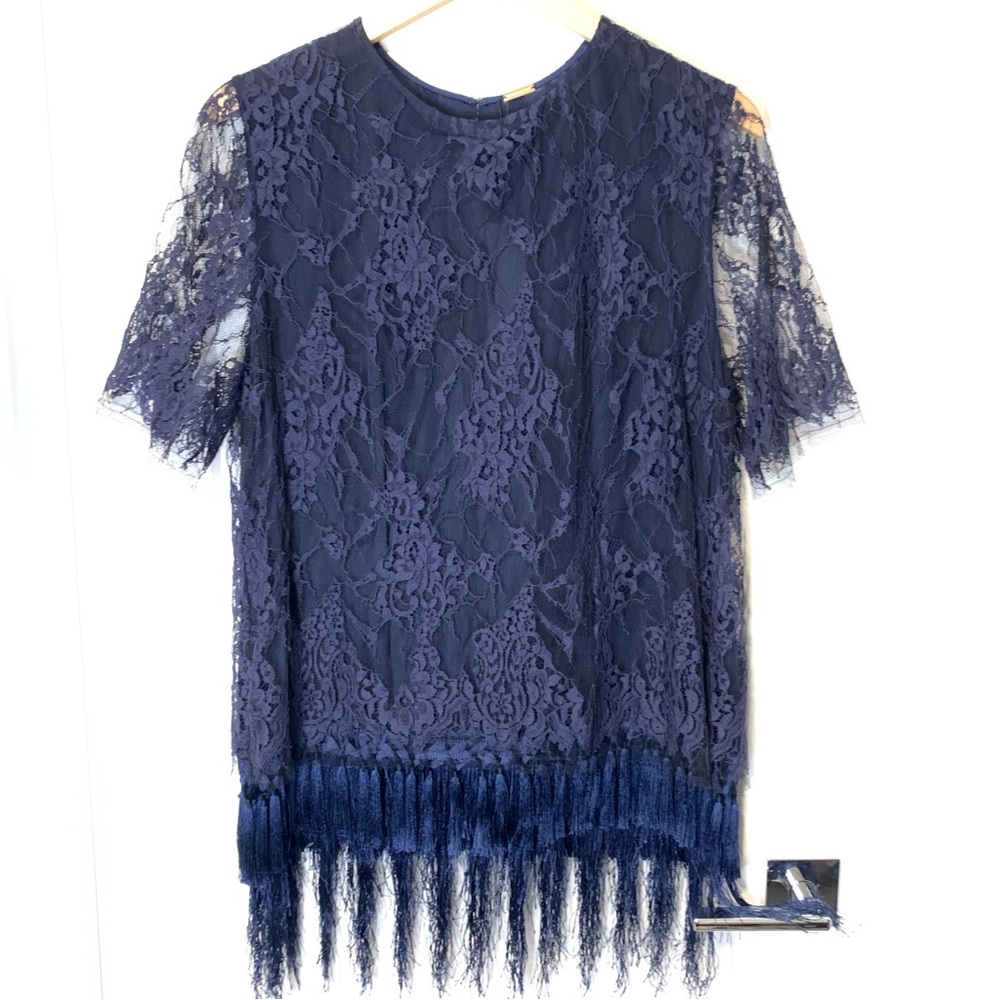 NWT Adam Lippes Blouse Blue Lace Size 12